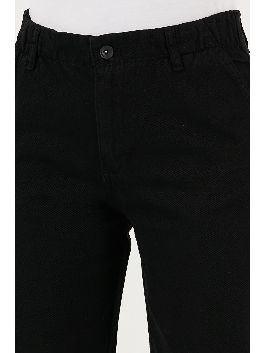 Siyah Pamuklu Standart Fit Yüksek Bel Geniş Paça Pantolon 668Yp5344-4