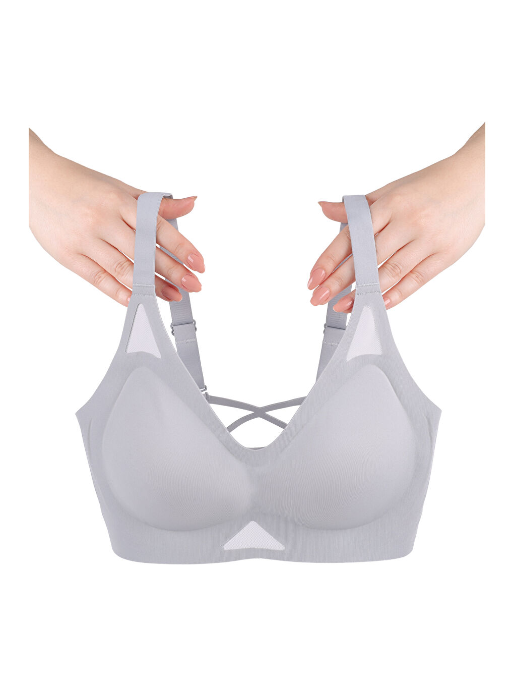 Mavi Balensiz Push Up Dikişsiz Çıkarılabilir Pedli Nefes Alan Sporcu Sütyen