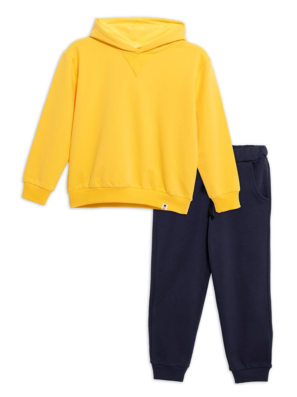 2 Li Kapüşonlu Sarı Sweatshirt Jogger Takım