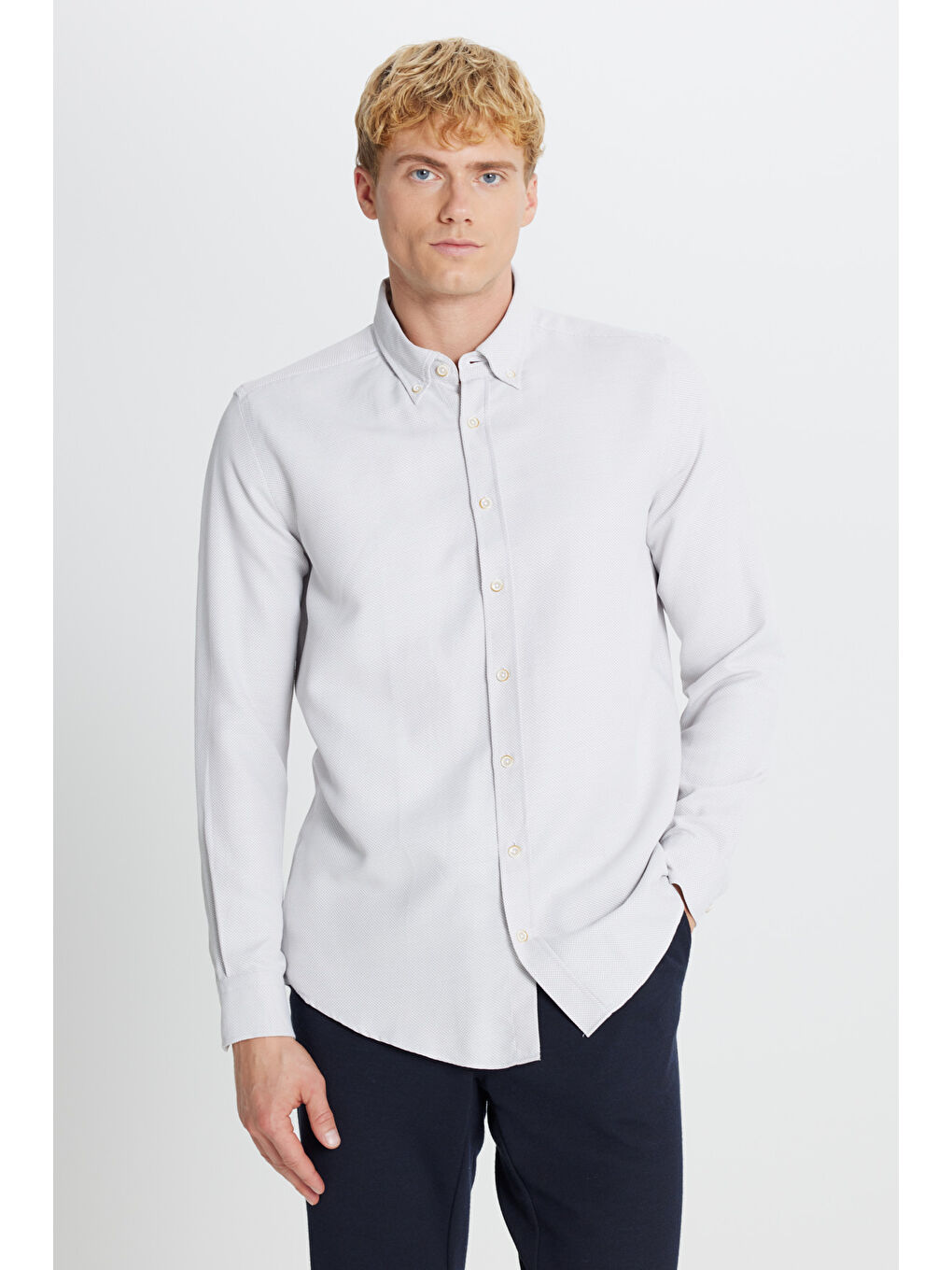 Erkek Bej Uzun Kollu Gömlek