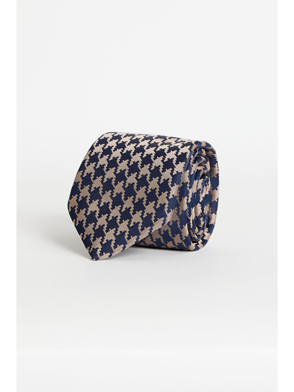 Erkek Lacivert-Bej Desenli Klasik Kravat
