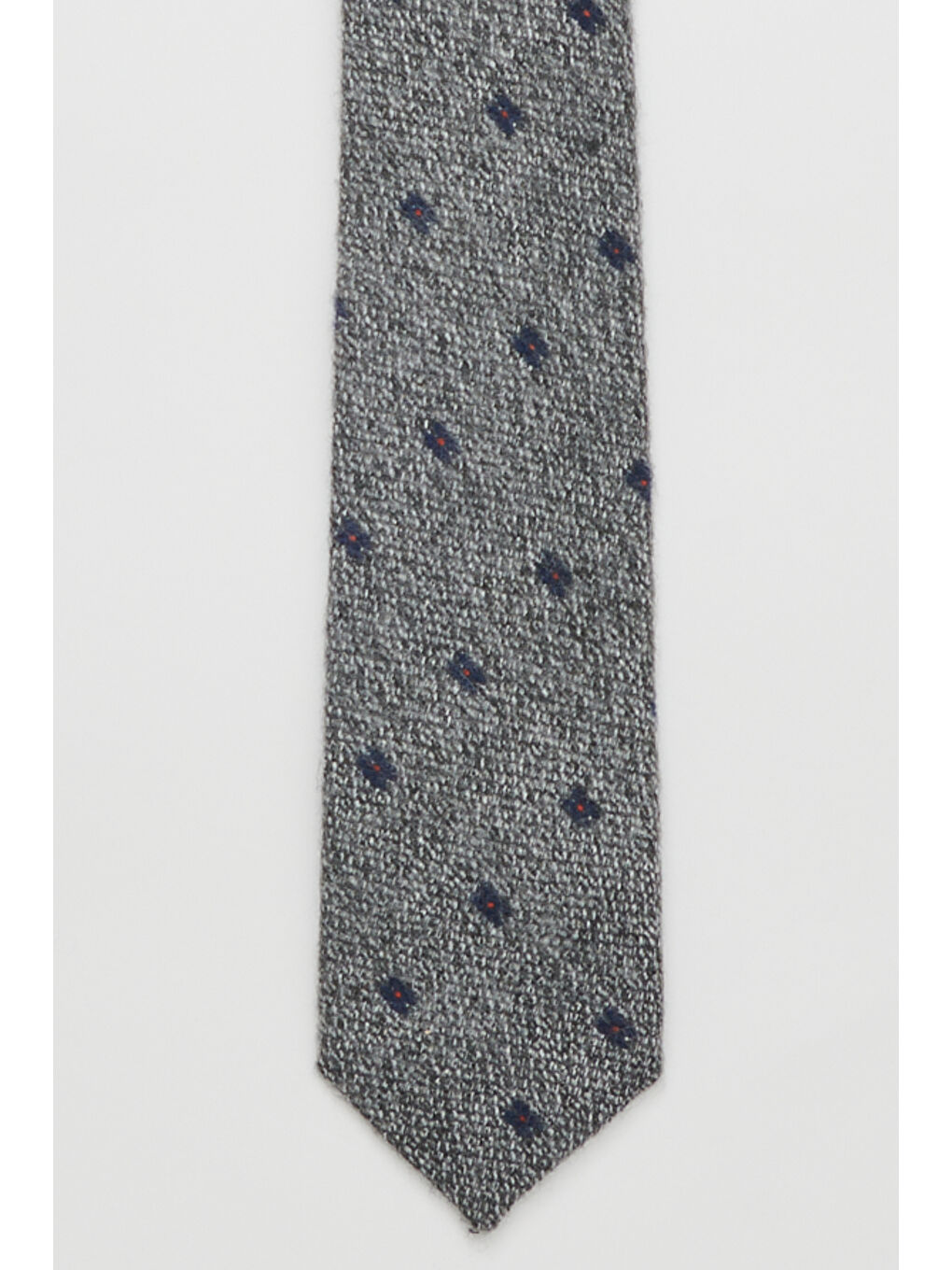 Erkek Gri-Lacivert Yünlü Klasik Kravat-1