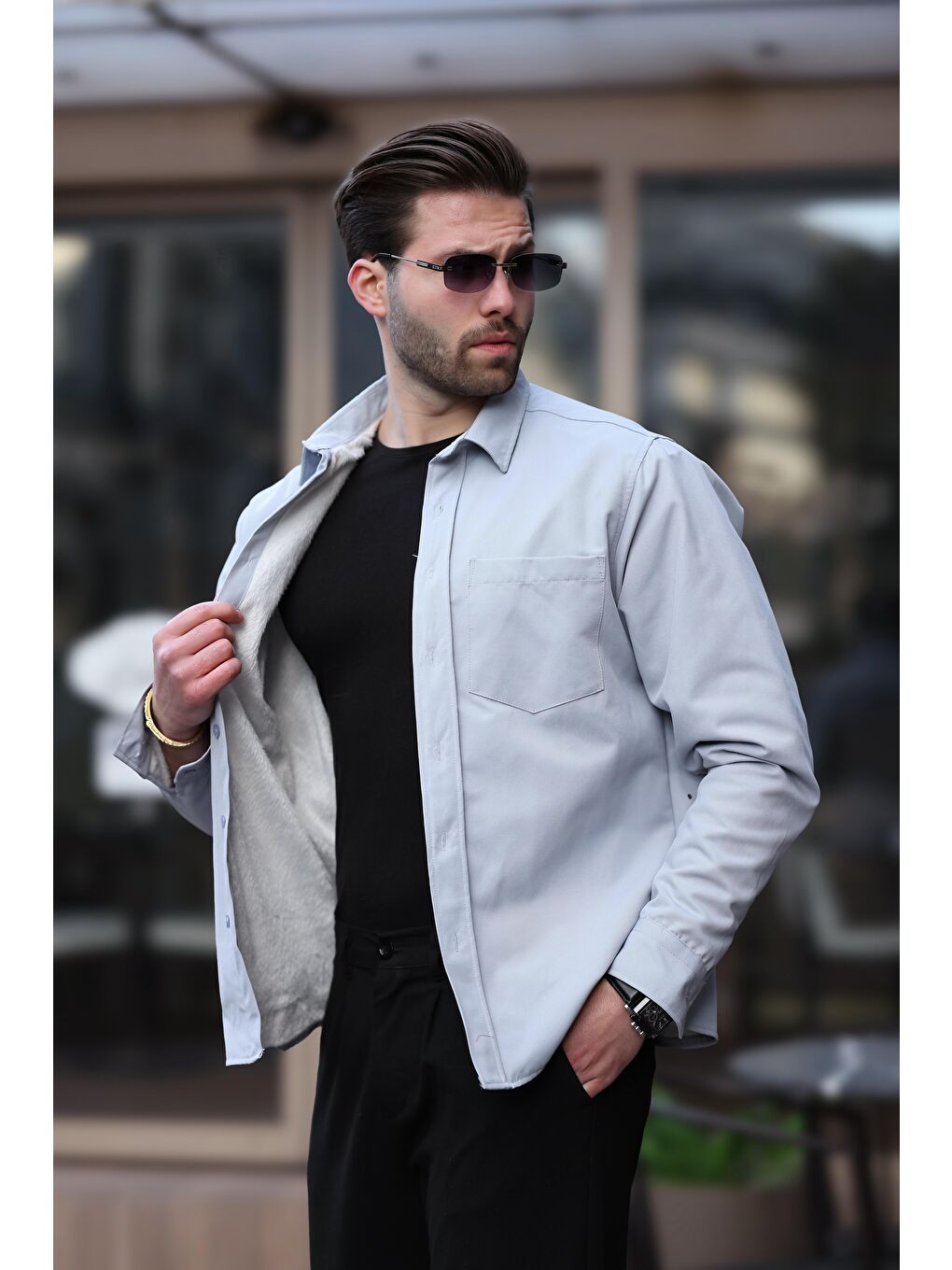 İndigo İçi Polarlı Erkek Gömlek E6759