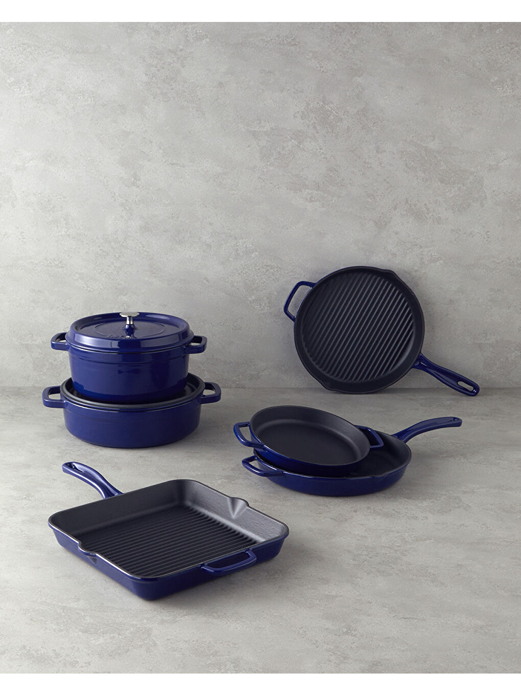 Demir Döküm Kare Izgara Tava 28 cm Mavi-4