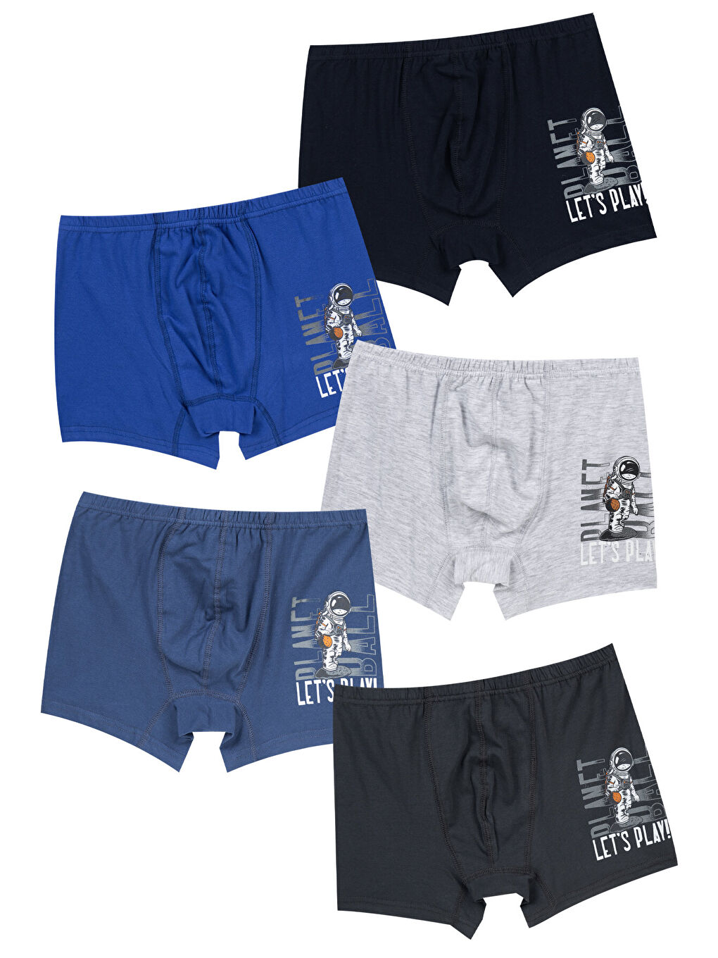 Karışık Erkek Çocuk Pamuklu Boxer 5'li Paket-1