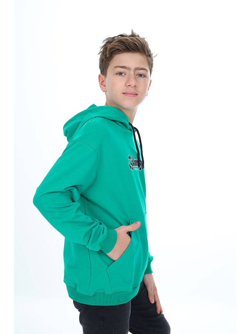 Yeşil Erkek Çocuk Baskılı Sweatshirt-2