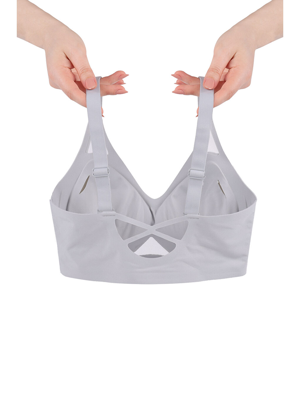 Mavi Balensiz Push Up Dikişsiz Çıkarılabilir Pedli Nefes Alan Sporcu Sütyen-1