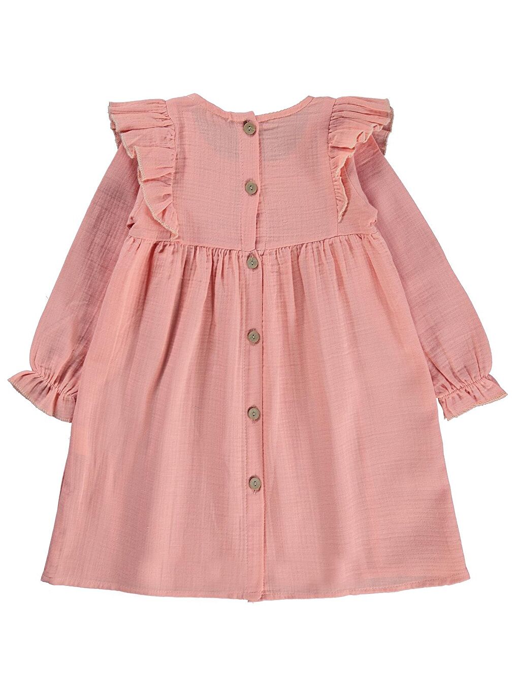 Pembe Kız Müslin Elbise 2-5 Yaş - Pudra-1