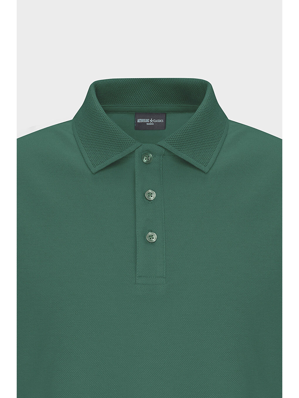 Erkek Koyu Yeşil Slim Fit Dar Kesim Polo Yaka %100 Pamuk Kısa Kollu Tişört-6