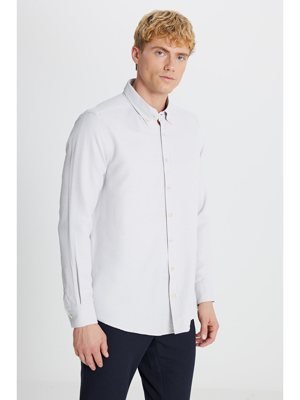 Erkek Bej Uzun Kollu Gömlek-2