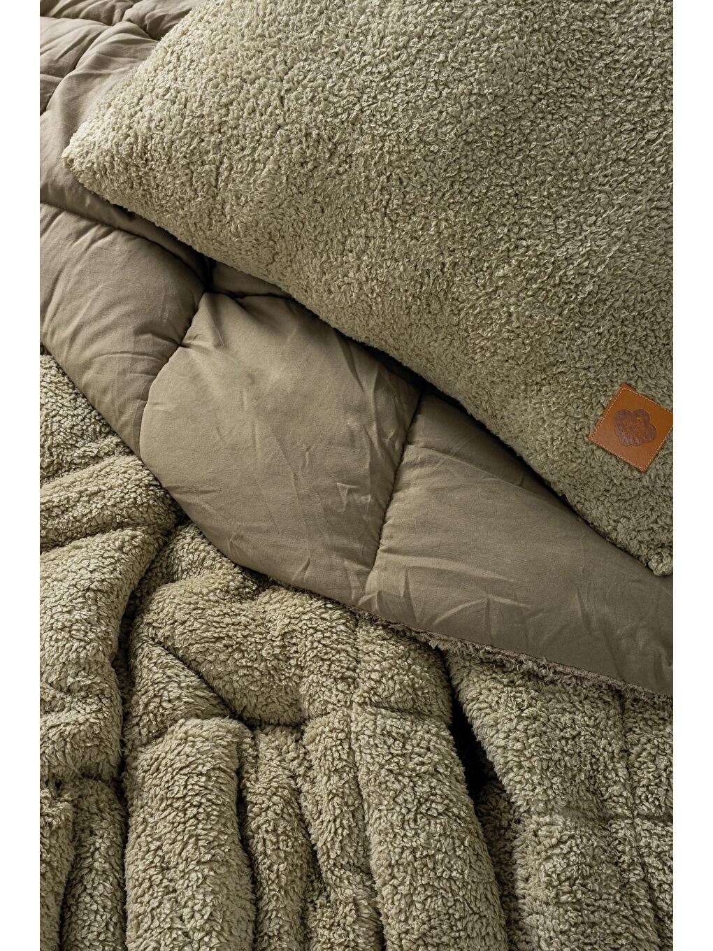 Bej Pamuk Box Tek Kişilik Pelüş Yorgan Seti Taş 155x215 cm-1