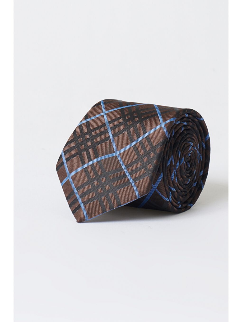 Erkek Kahve-Mavi Desenli Kahverengi Mavi Klasik Kravat