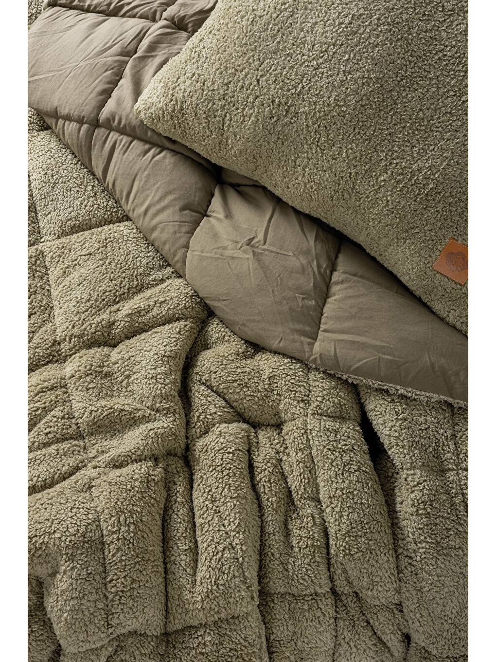 Bej Pamuk Box Tek Kişilik Pelüş Yorgan Seti Taş 155x215 cm-2