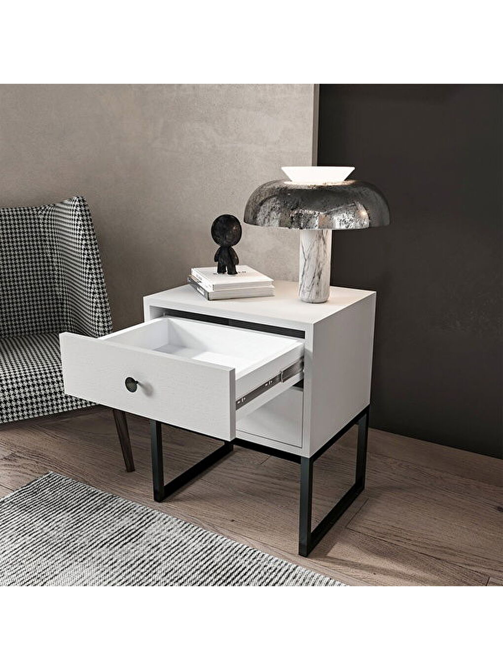 Alba Komodin - Beyaz / Siyah - 55x35x45 cm-4