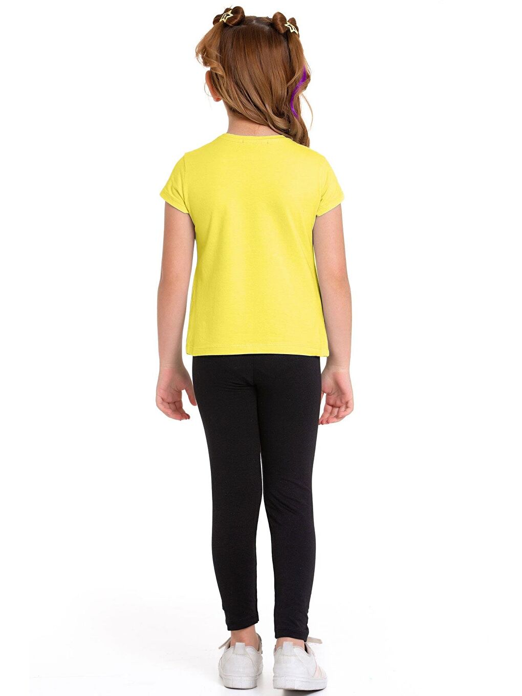 Paris Yazı Baskılı Açık Sarı Renk Kız Çocuk Taytlı Takım-2