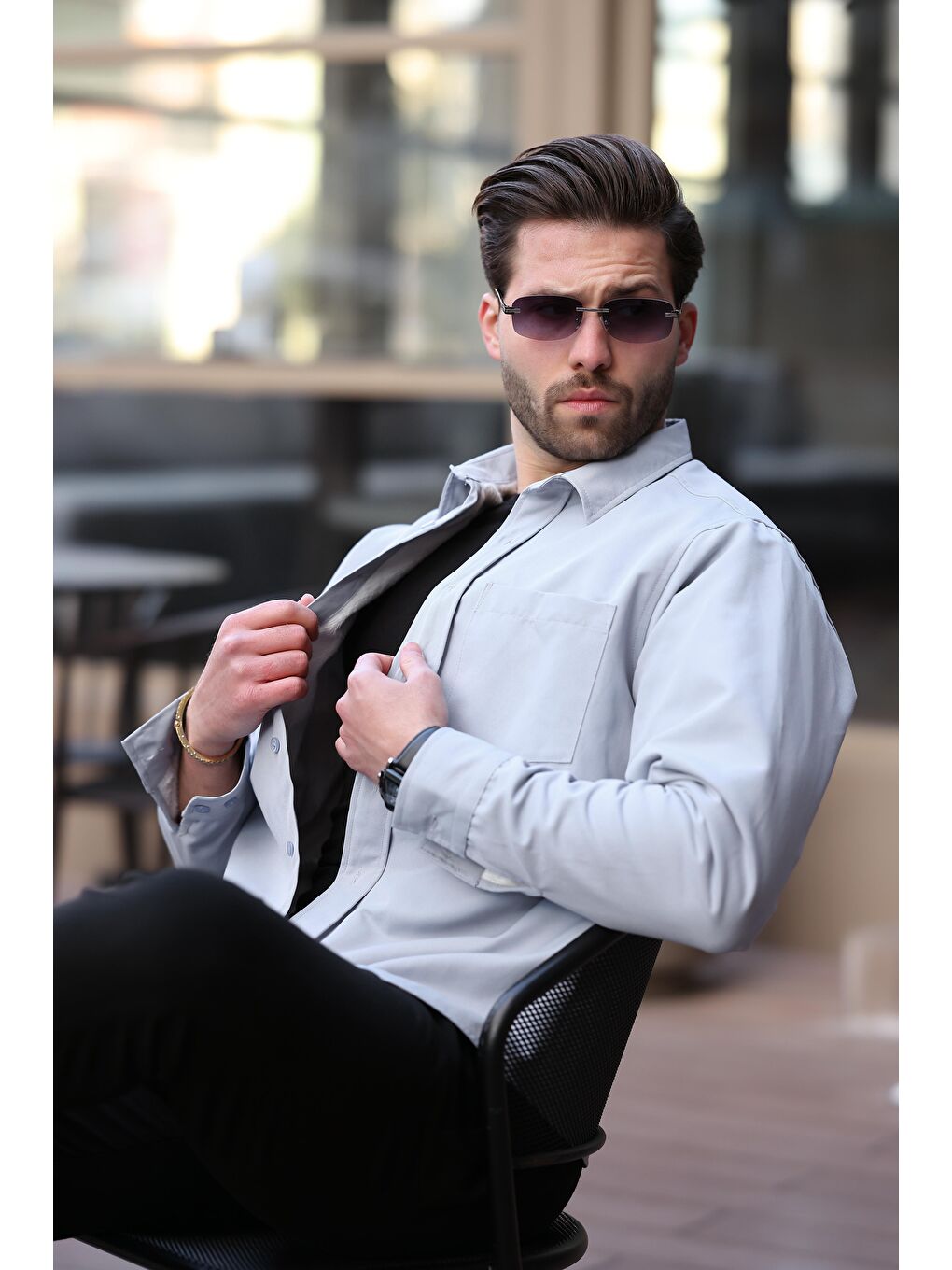 İndigo İçi Polarlı Erkek Gömlek E6759-2