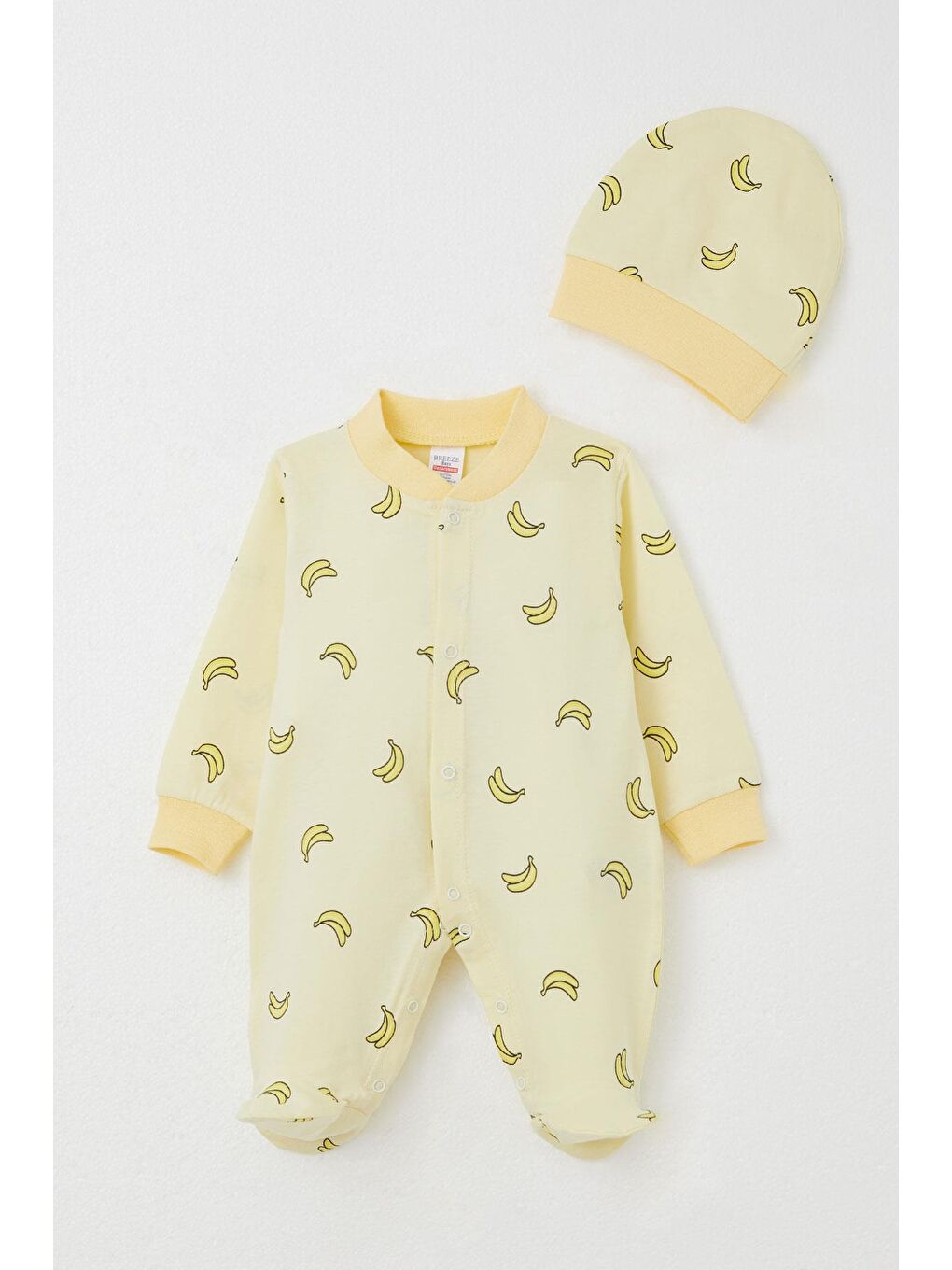 Erkek Bebek Patikli Tulum Muz Desenli Sarı (0-6 Ay)