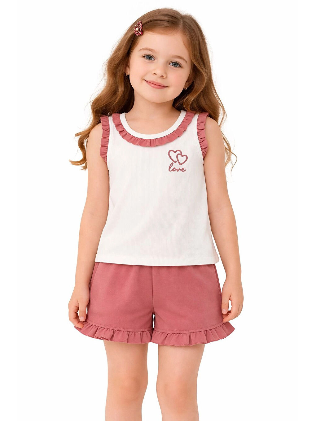 Pembe Love Nakışlı Kız Takım 50364