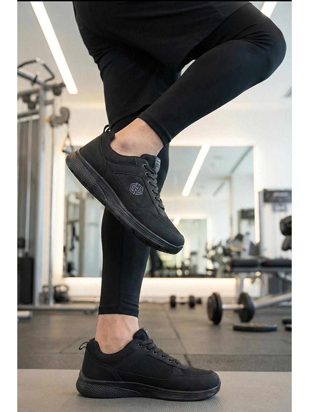 Siyah Frie Bağcıklı Nefes Alabilen Hafif Rahat Taban Erkek Sneaker-2