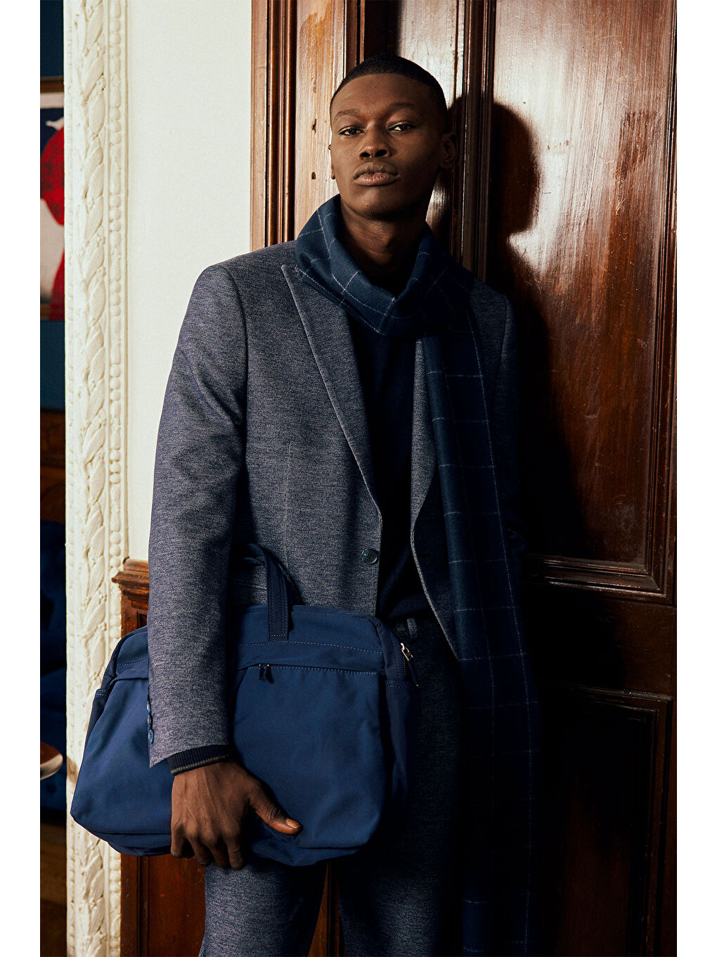 Erkek Lacivert Slim Fit Dar Kesim Kırlangıç Yaka Desenli Takım Elbise-3