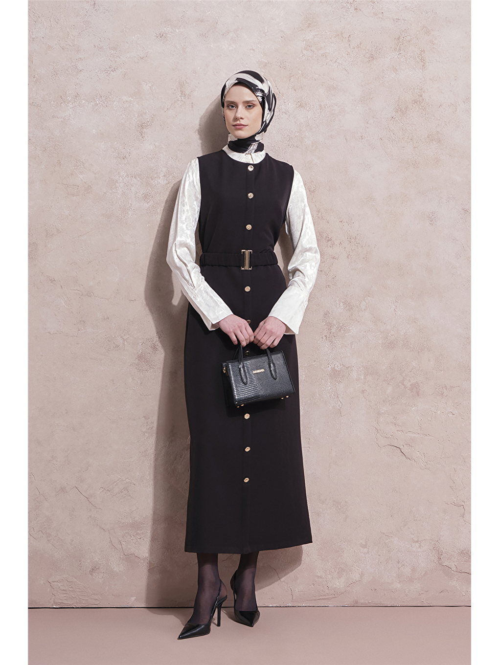 Kemerli Jile Elbise Siyah-1