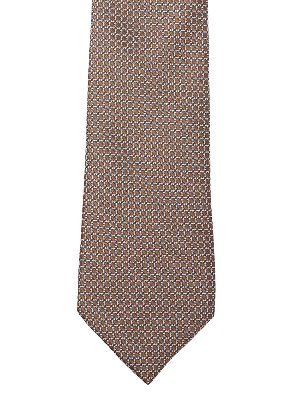Erkek Kahverengi Desenli Kahverengi Klasik Kravat-1