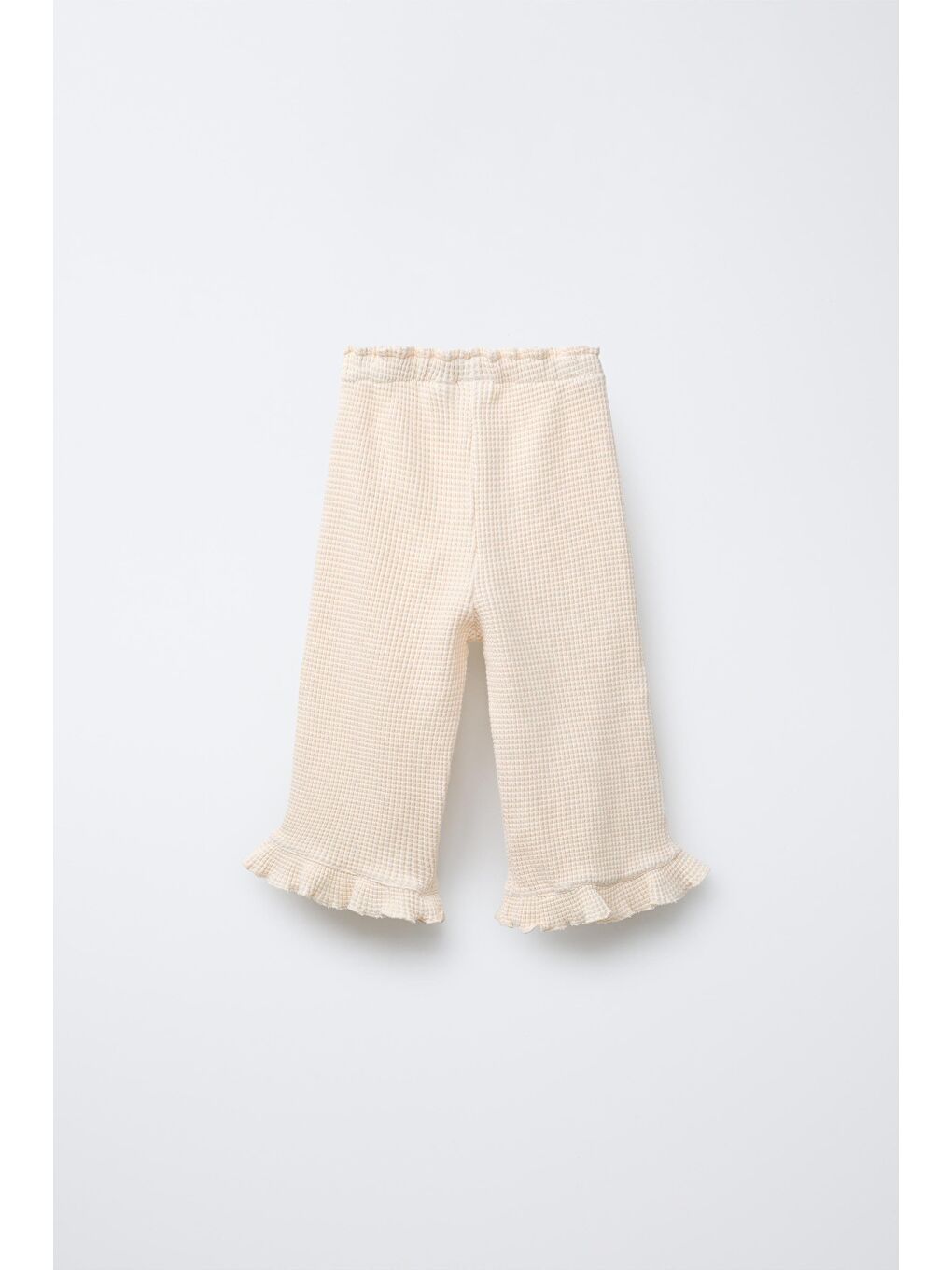 Ekru Kız Çocuk Pamuklu Krem Welcome Day Sweatshirt Ve Fırfır Paça Pantolon Takım - Rahat Günlük Stil-6