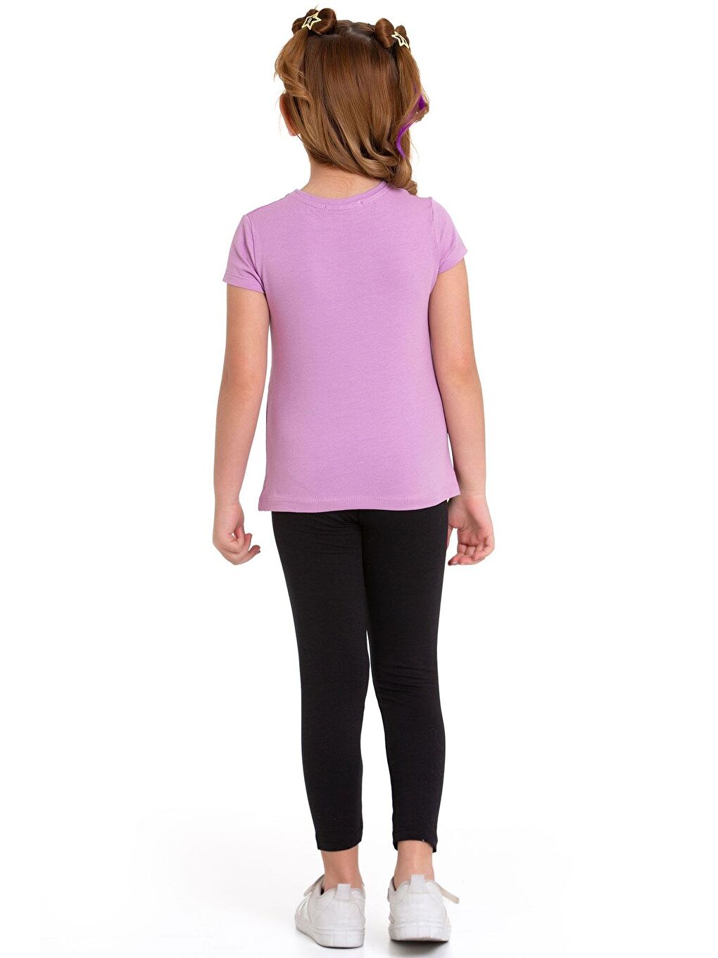 Paris Yazı Baskılı Lila Renk Kız Çocuk Taytlı Takım-2