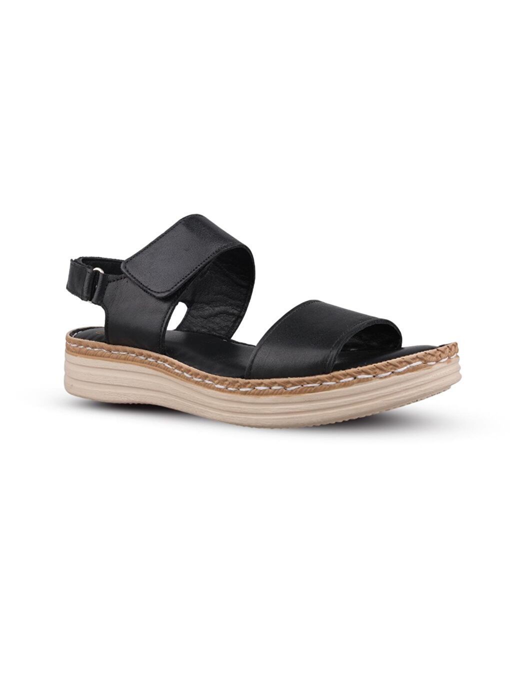 Kadın Sıyah G&#252;nl&#252;k Sandalet - Siyah, Deri