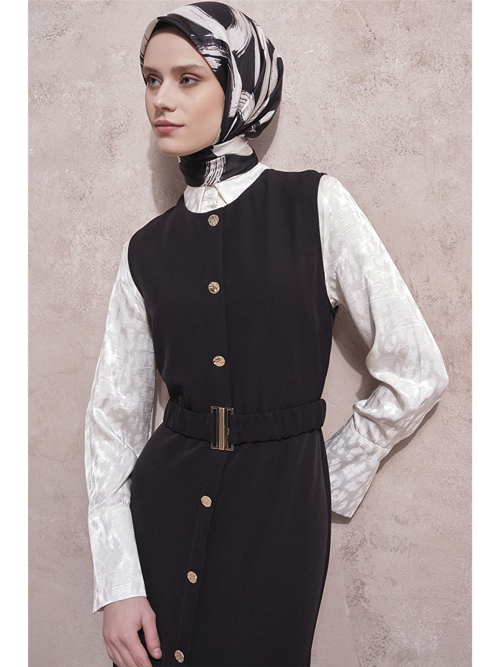 Kemerli Jile Elbise Siyah-6