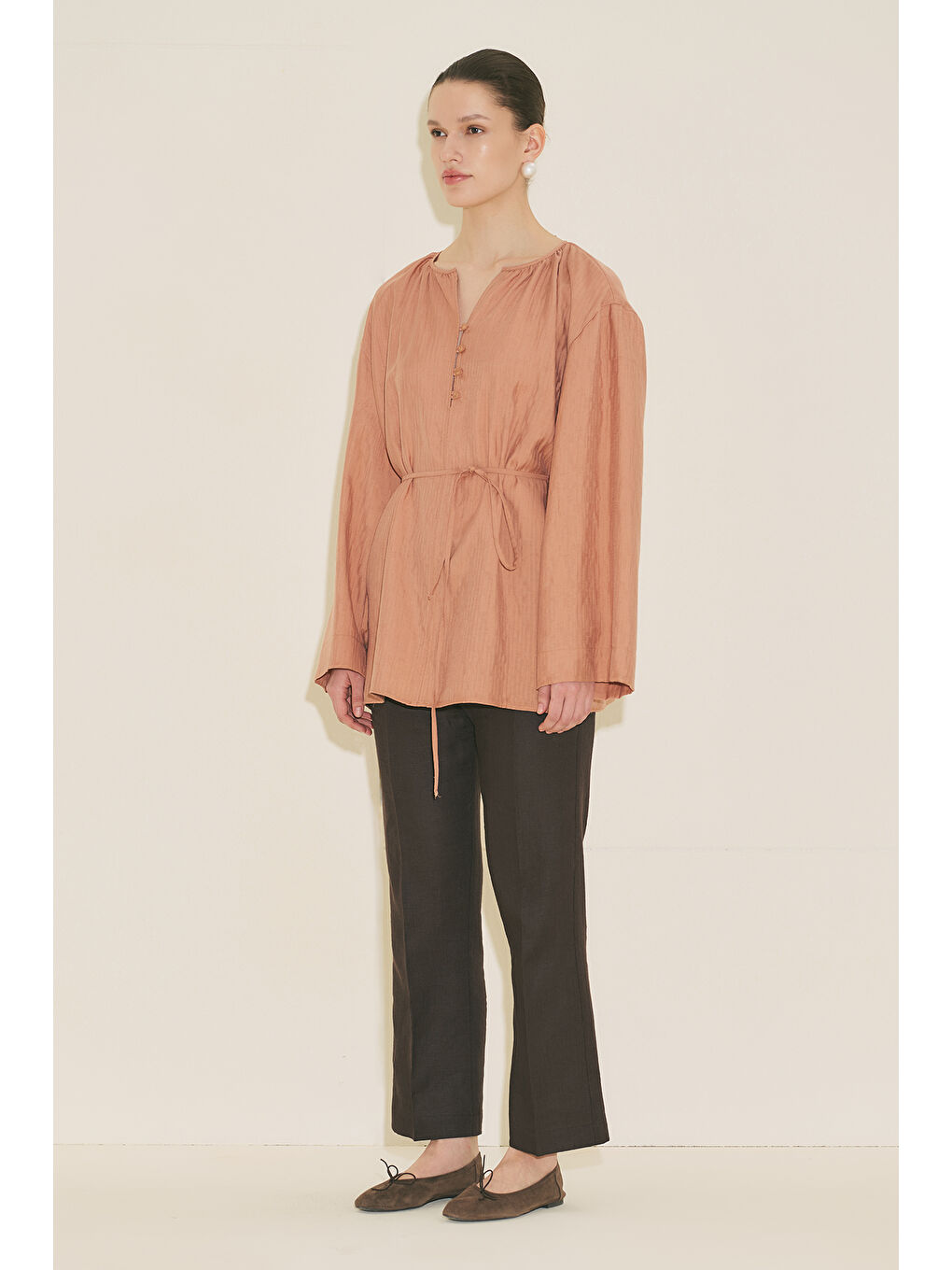 Dokulu Dökümlü Tunik Turuncu