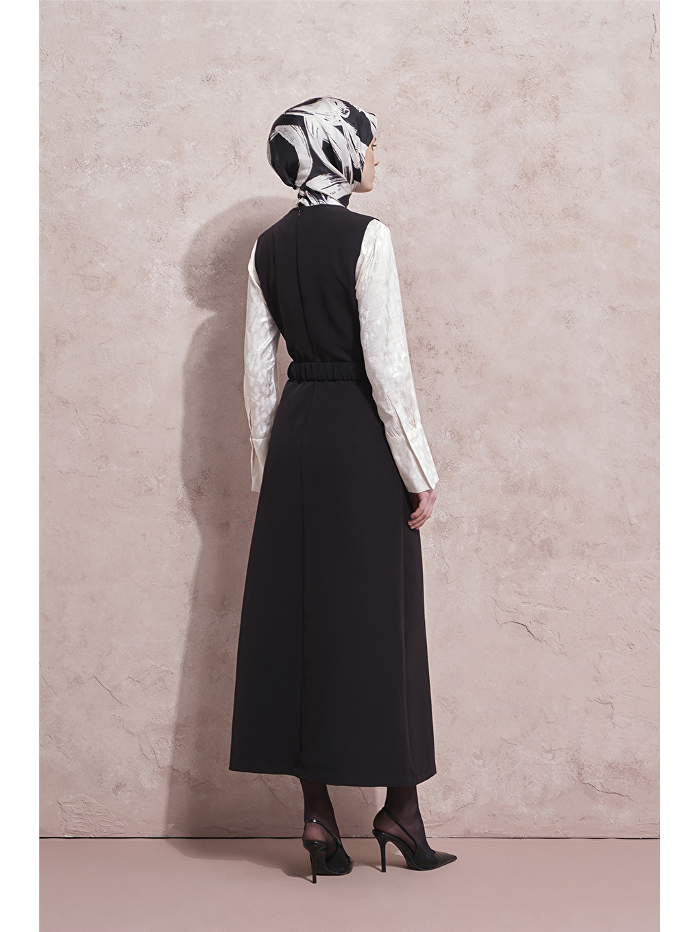 Kemerli Jile Elbise Siyah-7