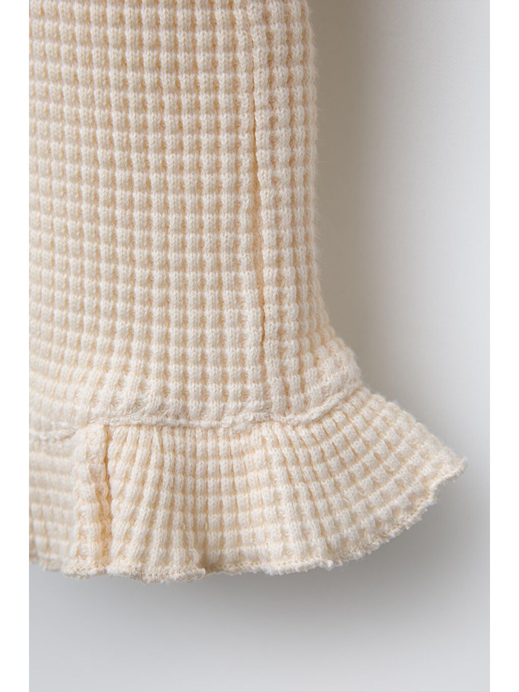 Ekru Kız Çocuk Pamuklu Krem Welcome Day Sweatshirt Ve Fırfır Paça Pantolon Takım - Rahat Günlük Stil-8