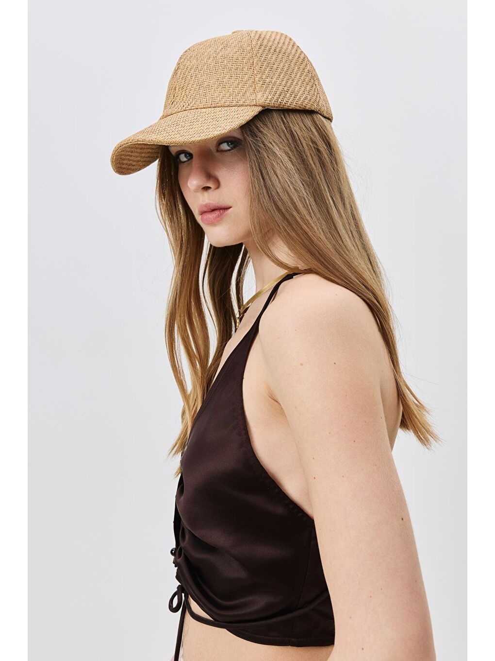 Kahverengi Hasır Kep Şapka Y8211 Camel