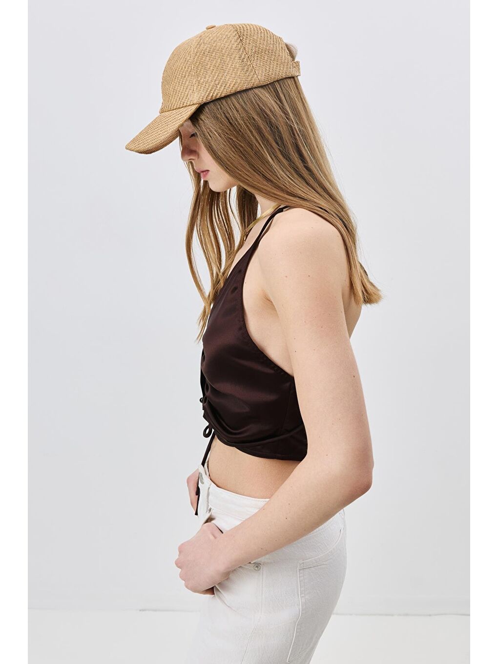 Kahverengi Hasır Kep Şapka Y8211 Camel-1