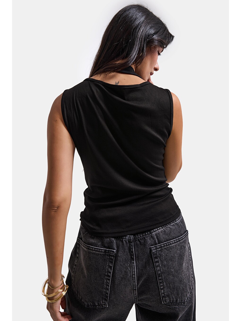 Kadın Siyah Çift Parça Özel Tasarım Bluz-4