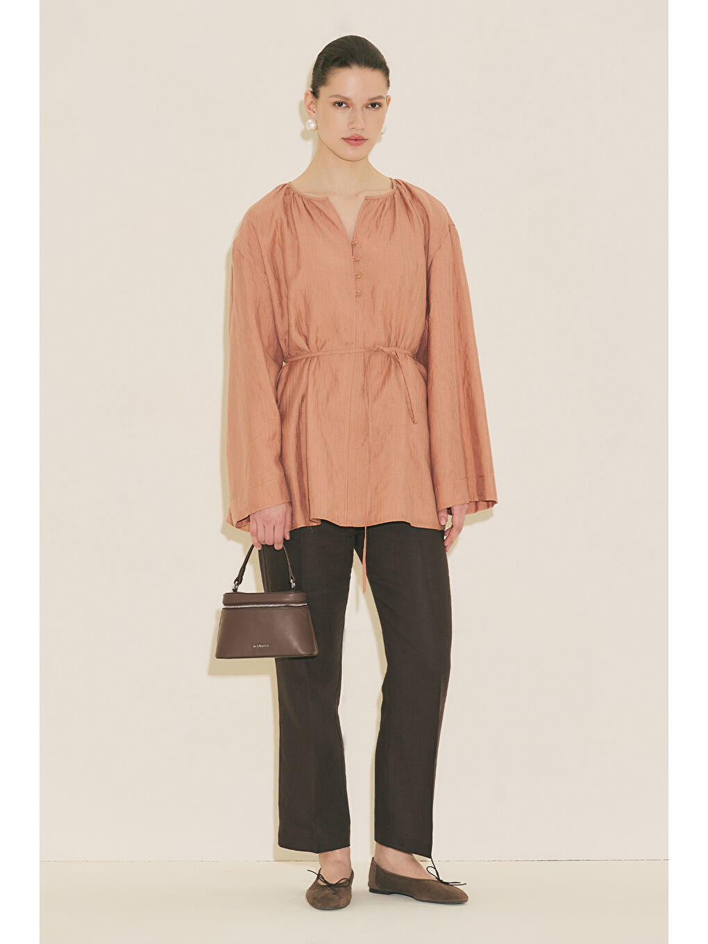 Dokulu Dökümlü Tunik Turuncu-3