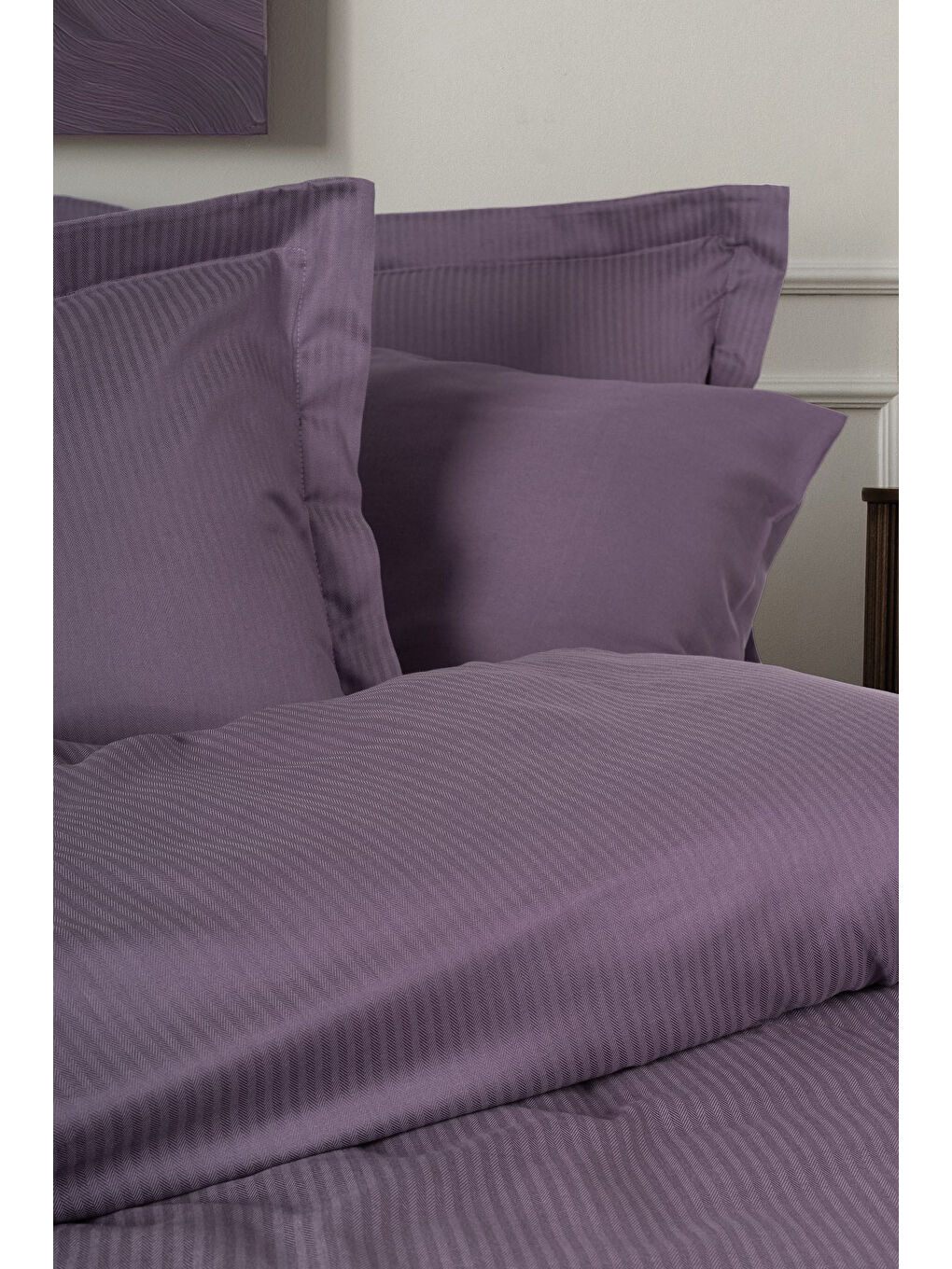 Pamuk Box Craft Çift Kişilik Nevresim Takımı Mürdüm-3