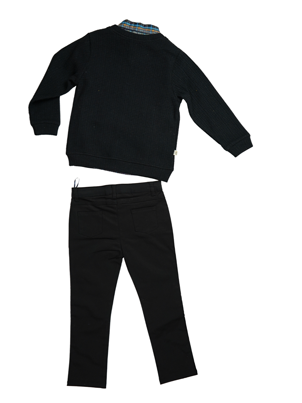 3'lü Set Siyah Triko & Gömlek & Gabardin Pantolon Erkek Çocuk-2
