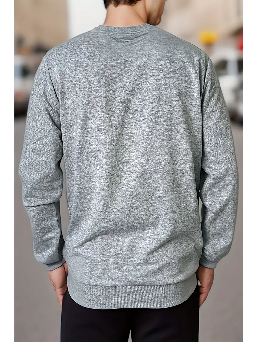 uyguntarz Gri Milano Baskılı Oversize Sweatshirt - 1