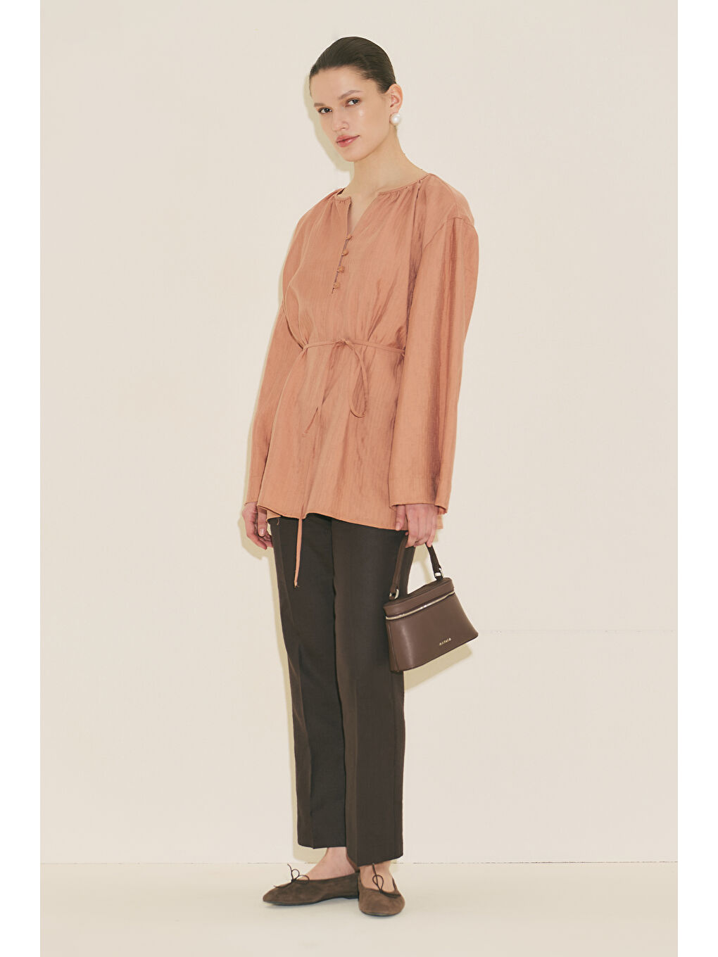 Dokulu Dökümlü Tunik Turuncu-5