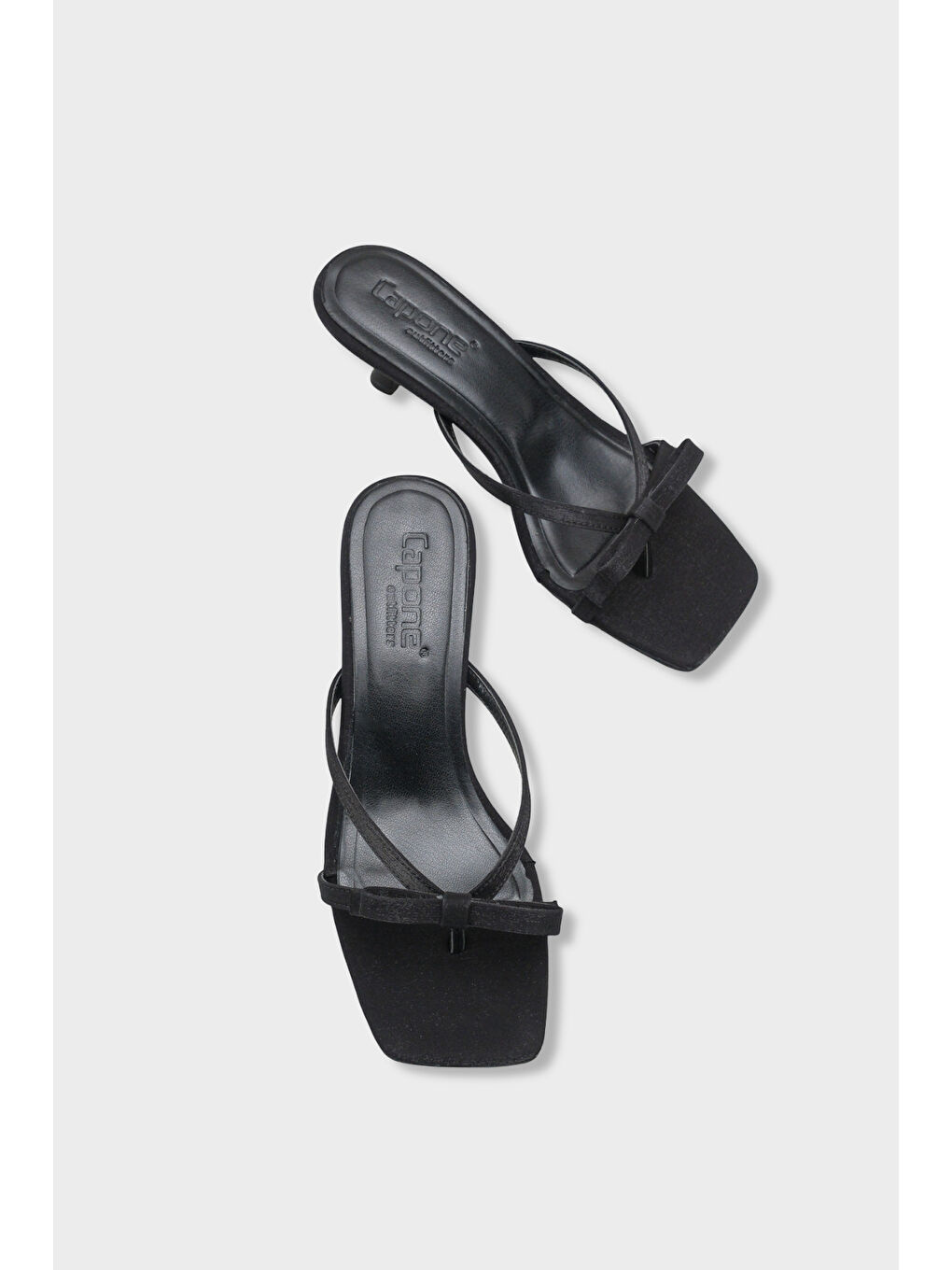 Siyah Rebekah Saten Orta Topuklu Küt Burunlu Kadın Terlik-5