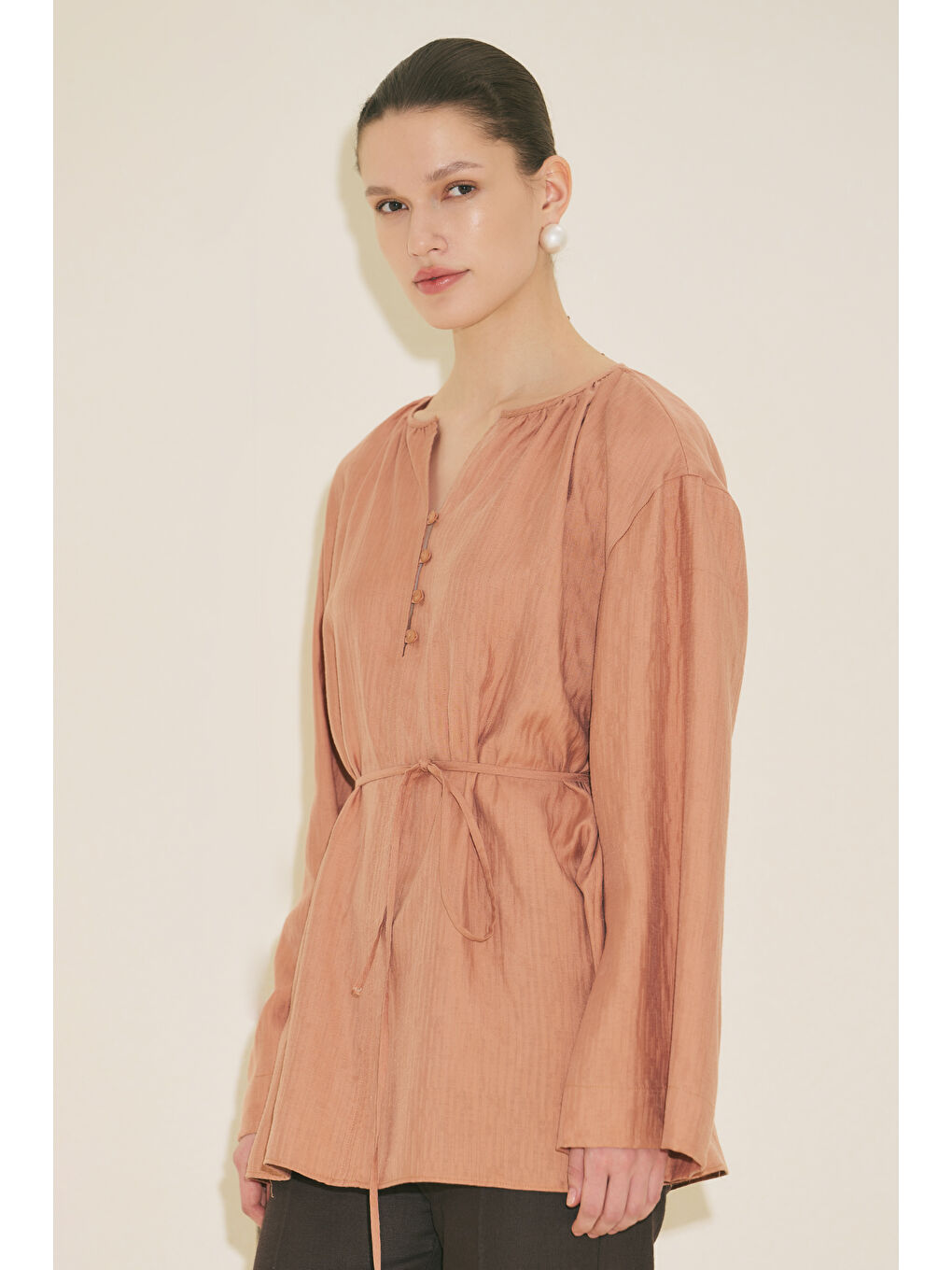 Dokulu Dökümlü Tunik Turuncu-6