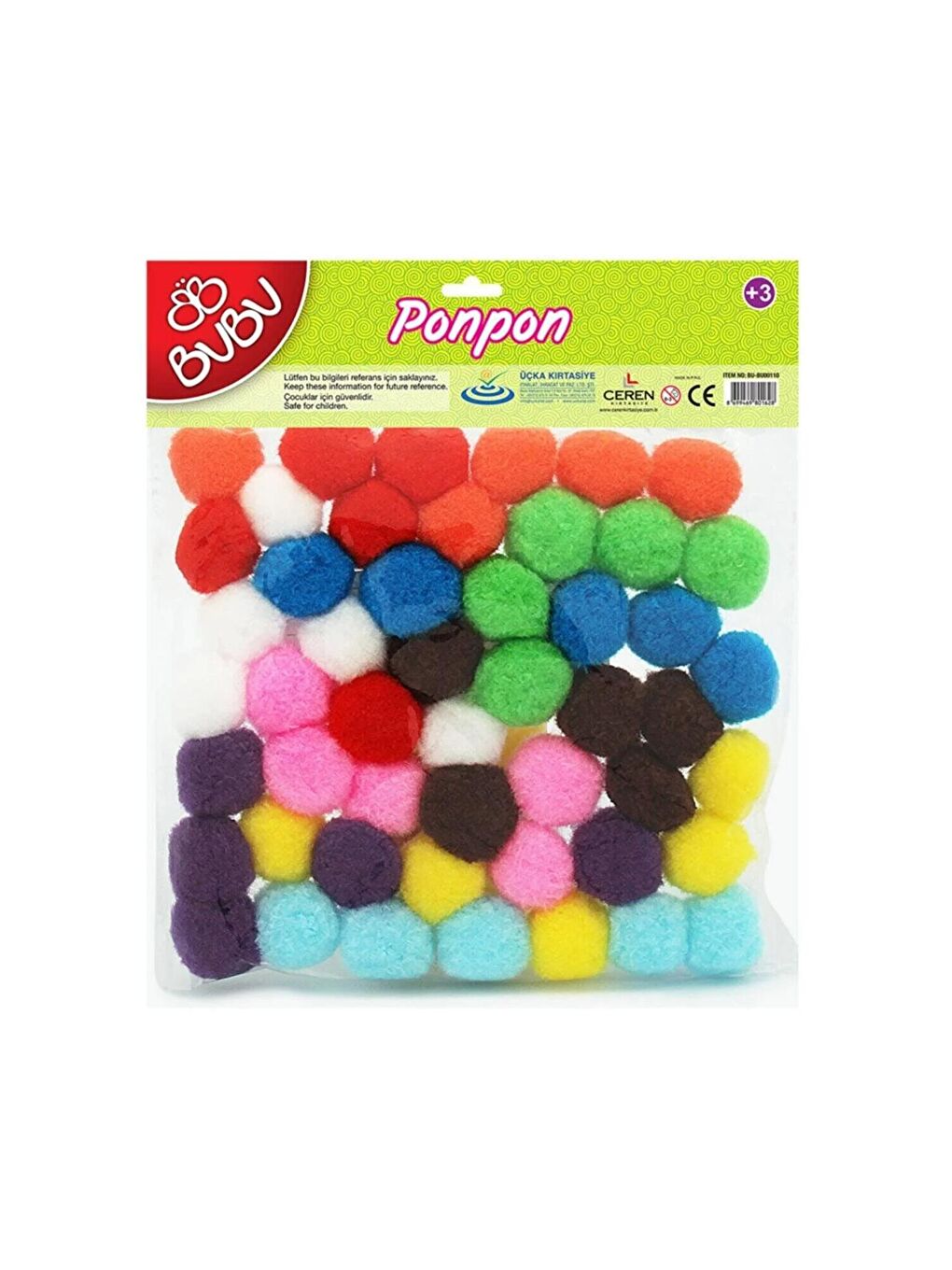 Ponpon 3 Cm 10 Renk 50 Li BUBU00110