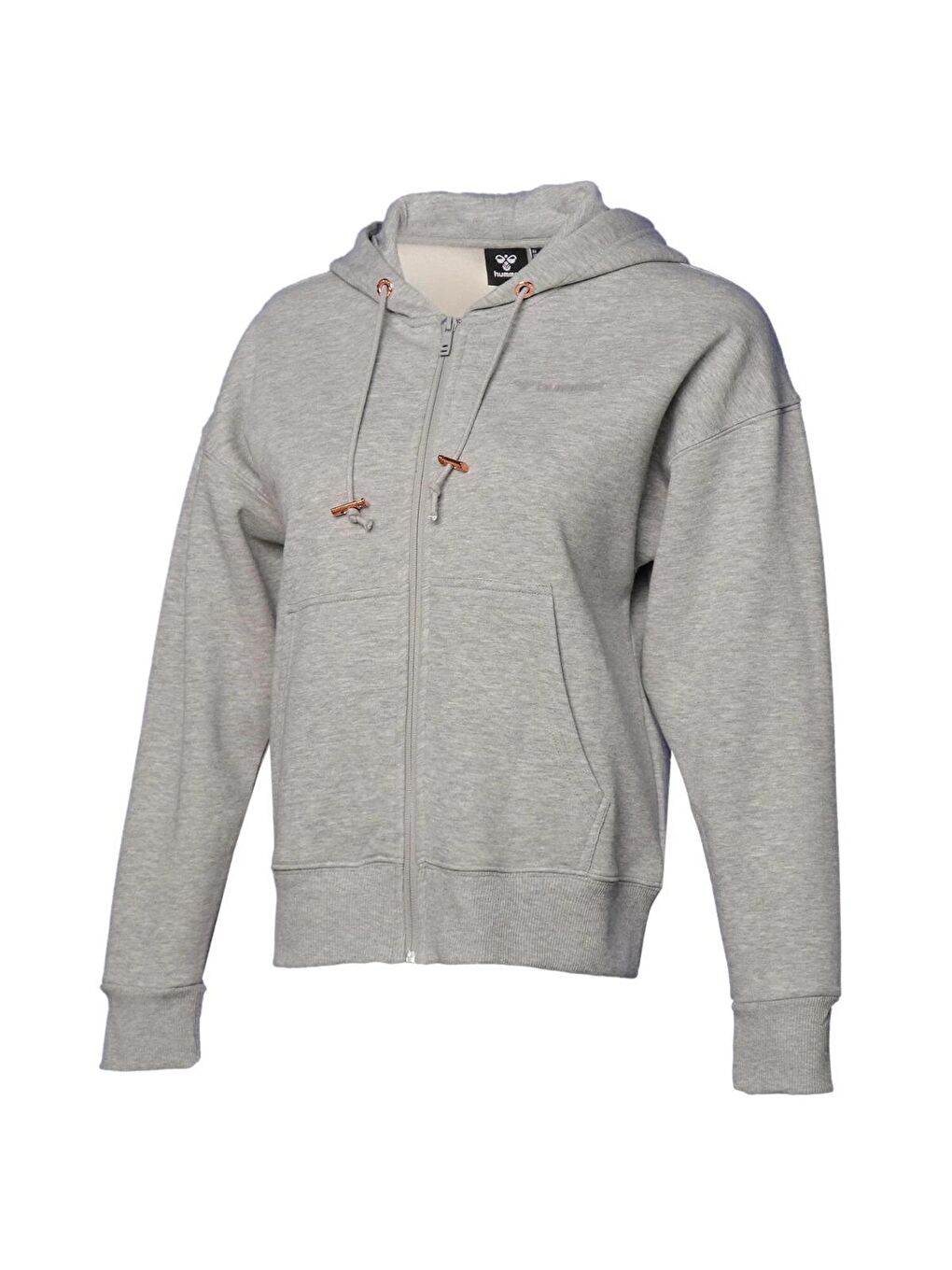 Ipomea Kadın Gri Kapüşonlu Fermuarlı Sweatshirt-3