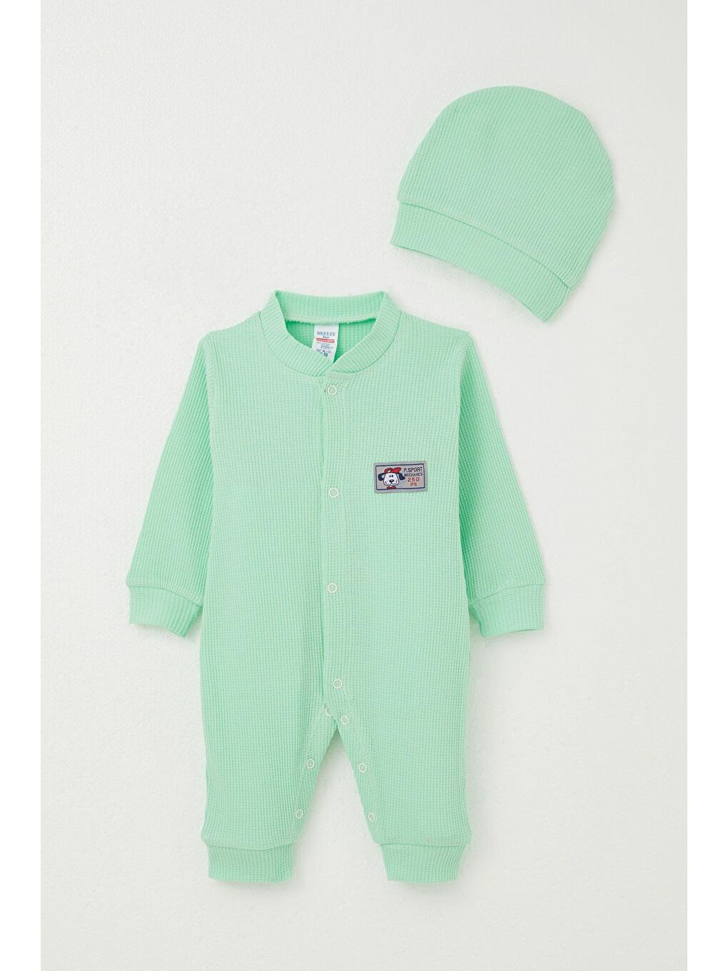 Erkek Bebek Tulum Sevimli Köpekçik Armalı Fıstık Yeşili (0-6 Ay)