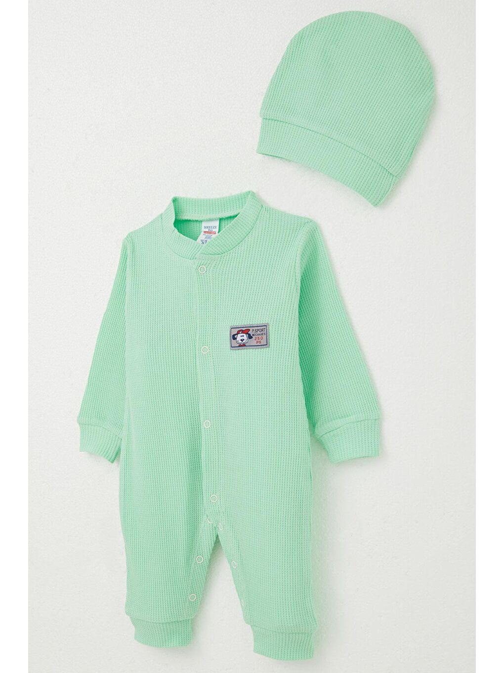 Erkek Bebek Tulum Sevimli Köpekçik Armalı Fıstık Yeşili (0-6 Ay)-2