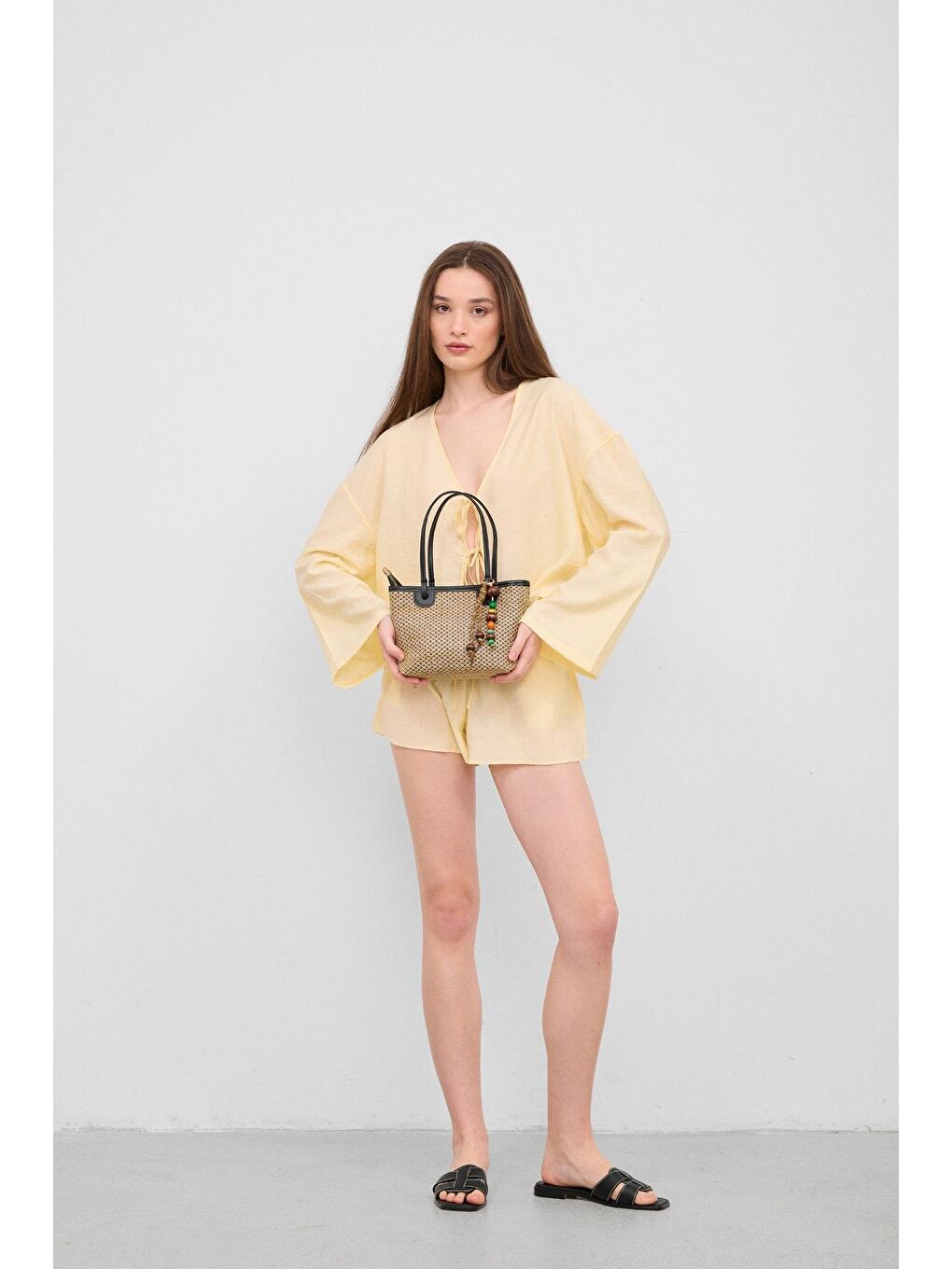 Roen Hasır Omuz Çantası Siyah-8