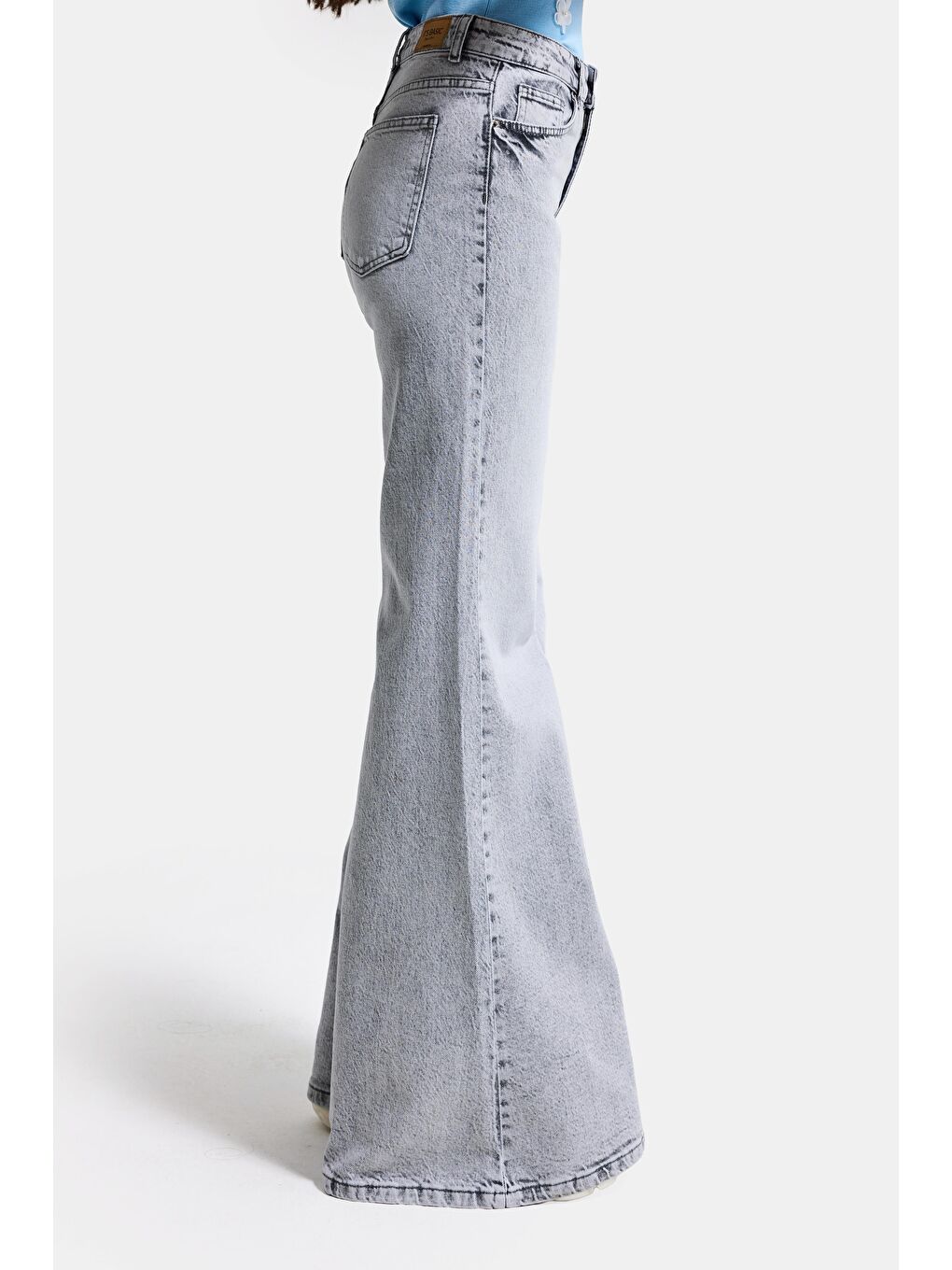 Kadın Gri 4s6-12 Flare Fit Komfort Kumaş Denim Jean-5