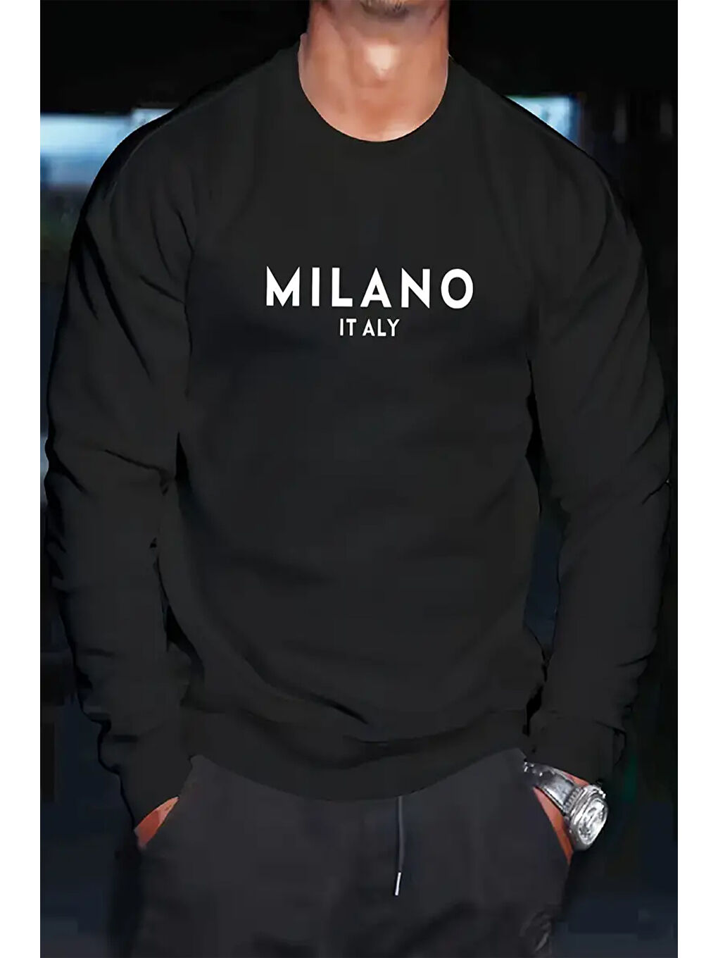 uyguntarz Antrasit Milano Baskılı Oversize Sweatshirt